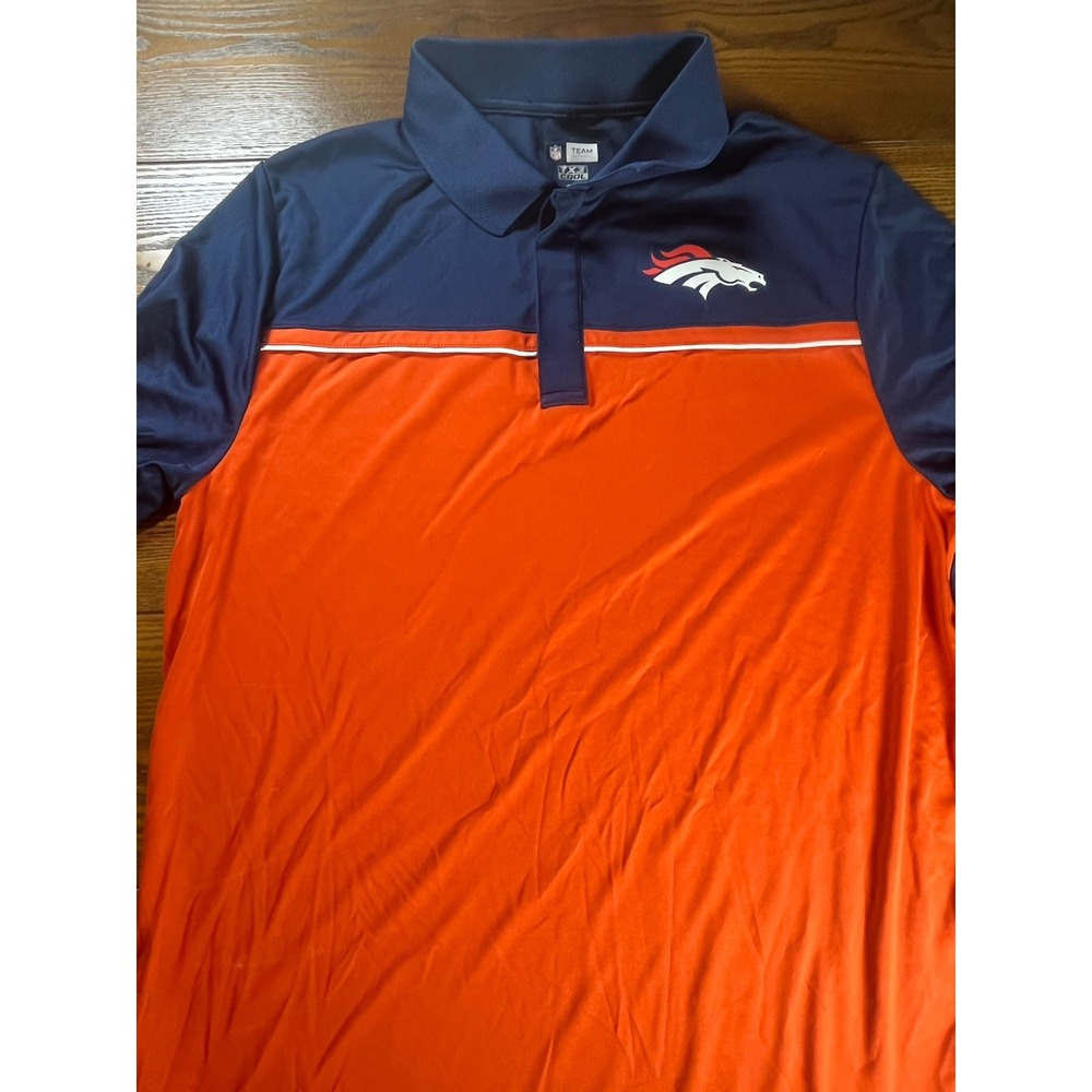 NFL Apparel Mens Denver Broncos Polo Shirt Large Blue Orange TX3 Cool Team Sport